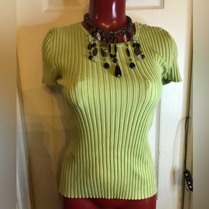 NEW Collection Fifty Nine Silk Blend Sweater Womens -size S Stretch VTG Green